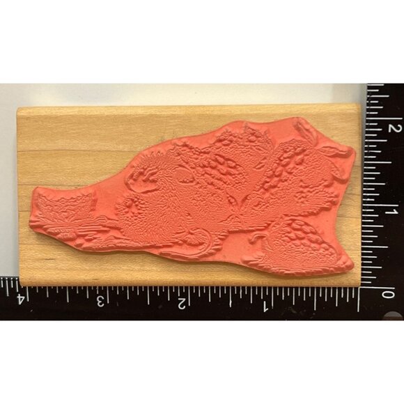 1986 HOUSE MOUSE HMIR1002 SLEEPING WITH STRAWBERRIES WOOD MOUNTED RUBBER STAMP - Picture 3 of 6